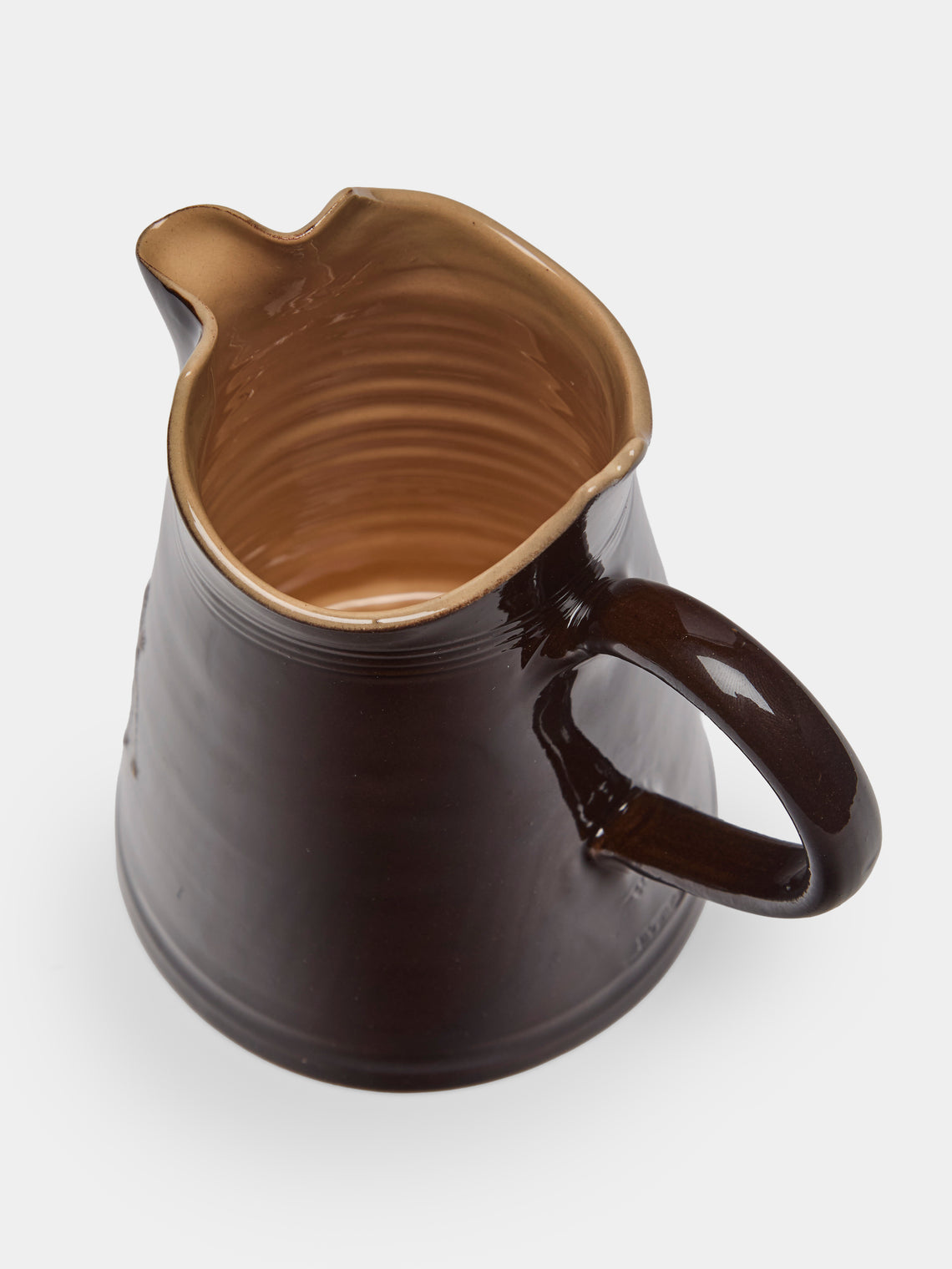 Poterie d’Évires - Flowers Hand-Painted Ceramic Milk Jug - Dark brown - ABASK