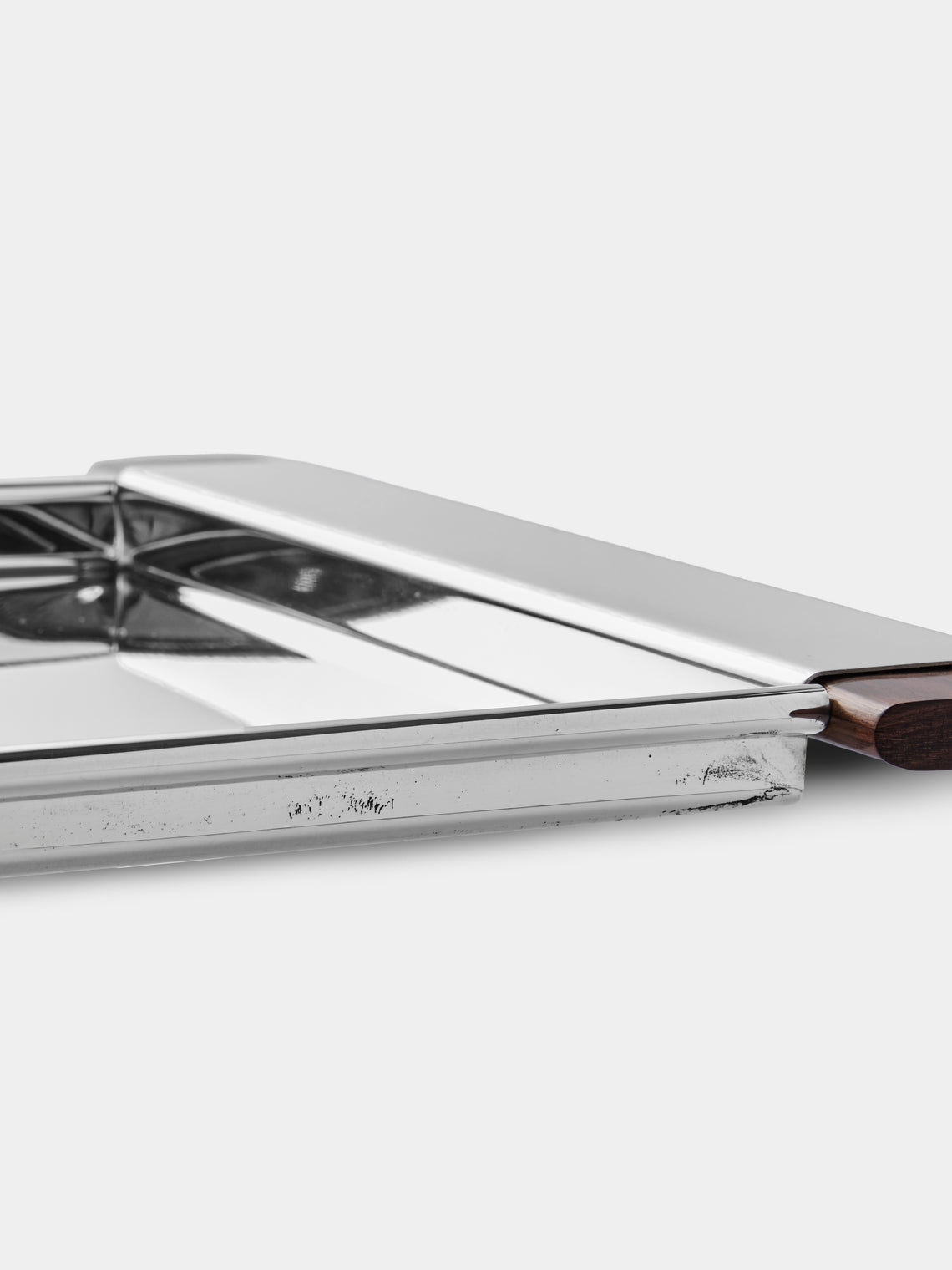 San Lorenzo - 1988 Afra and Tobia Scarpa Sterling Silver and Wood Tray (12in/31cm) - Silver - ABASK