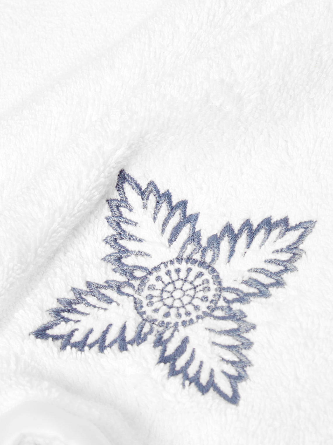 Loretta Caponi - Foliage Hand-Embroidered Cotton Washcloth -  - ABASK