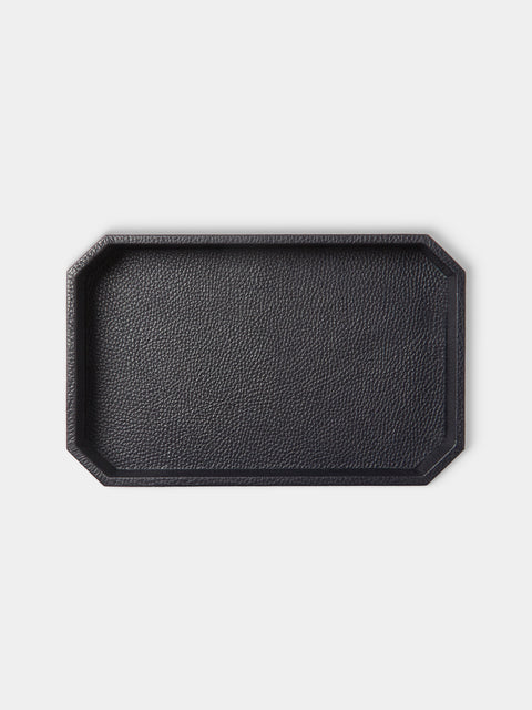Cassigoli - Del Monte Leather Hexagonal Vide Poche (11in/28cm) - Navy - ABASK - 