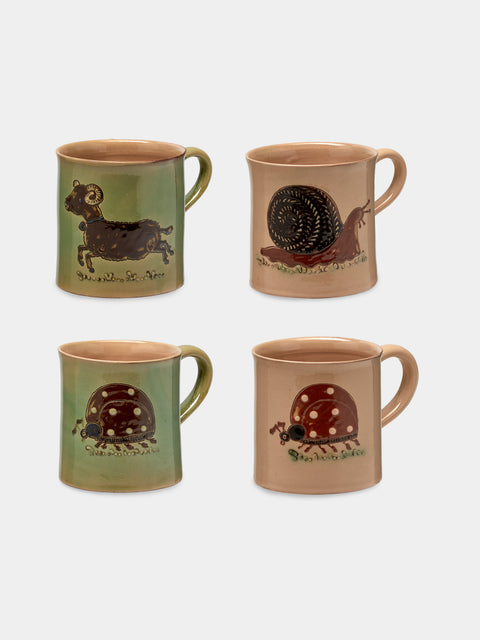 Poterie d’Évires - Animals Hand-Painted Ceramic Mugs (Set of 4) - Multiple - ABASK - 