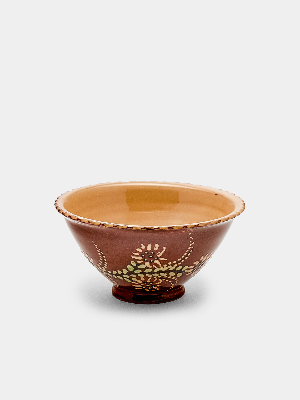 Poterie d’Évires - Flowers Hand-Painted Ceramic Small Fluted Bowls (Set of 8) - Light brown - ABASK