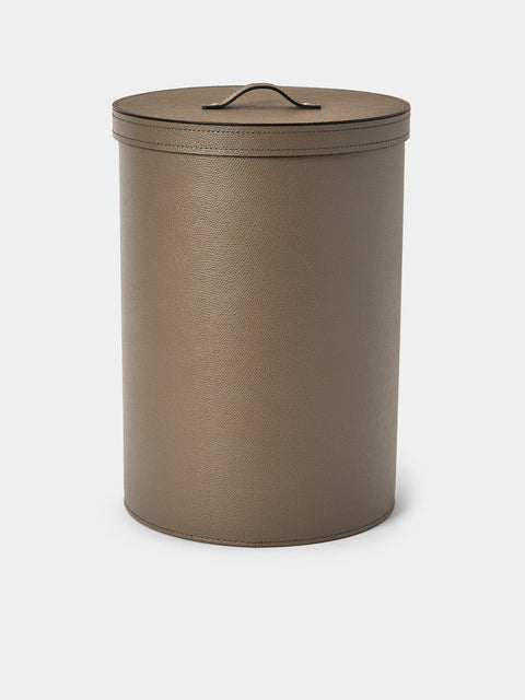 Pinetti - Leather Wastepaper Bin - Brown - ABASK - 