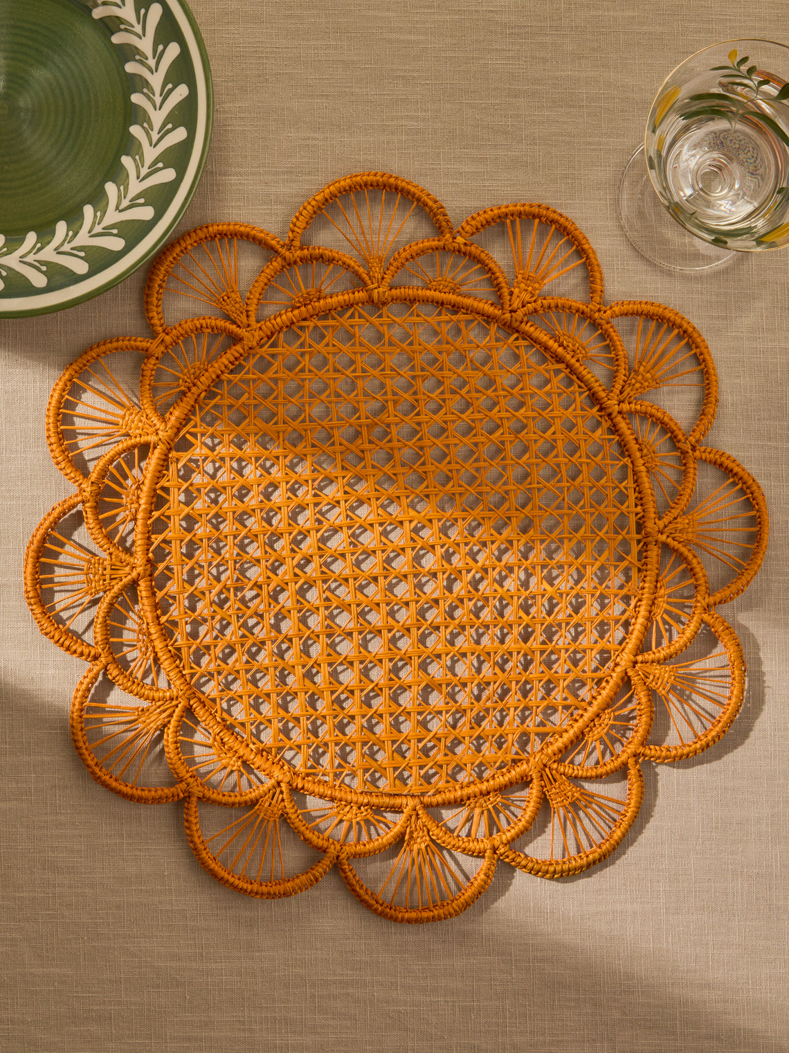 CasaLatina - Margarita Handwoven Iraca Palm Placemats (Set of 4) - Orange - ABASK
