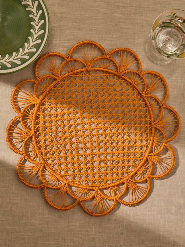 CasaLatina - Margarita Handwoven Iraca Palm Placemats (Set of 4) - Orange - ABASK