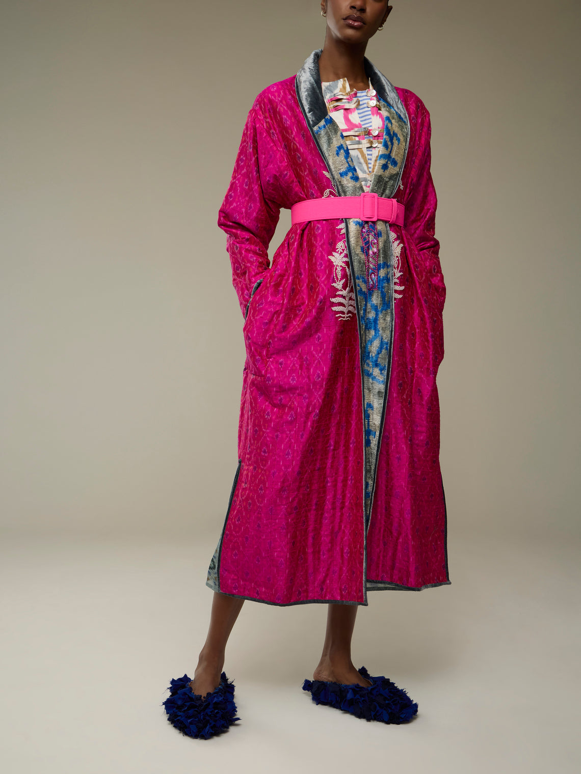 Nazzy Beglari - Hand-Loomed Ikat Silk and Cotton Reversible Robe | One Size -  - ABASK