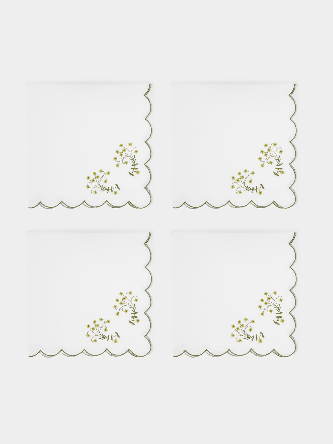 Los Encajeros - Spring Embroidered Linen Napkins (Set of 4) -  - ABASK