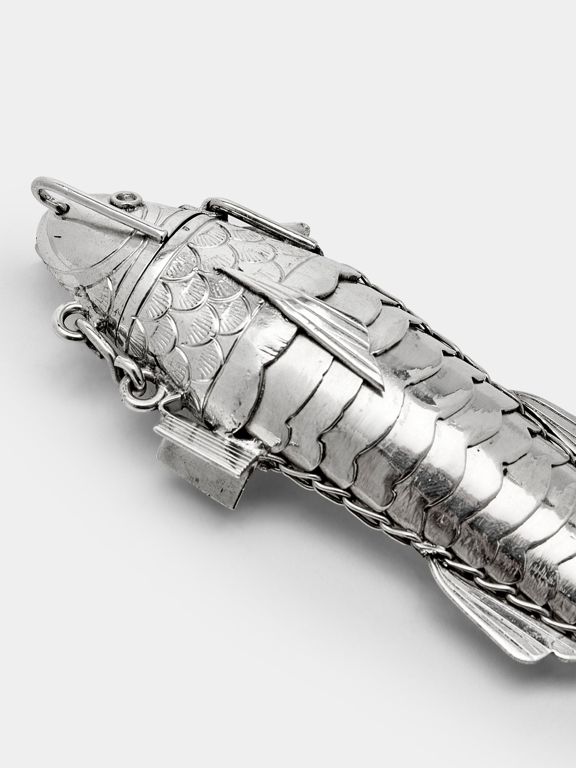 Antique and Vintage - 1980s Solid Silver Small Articulating Fish - Silver - ABASK