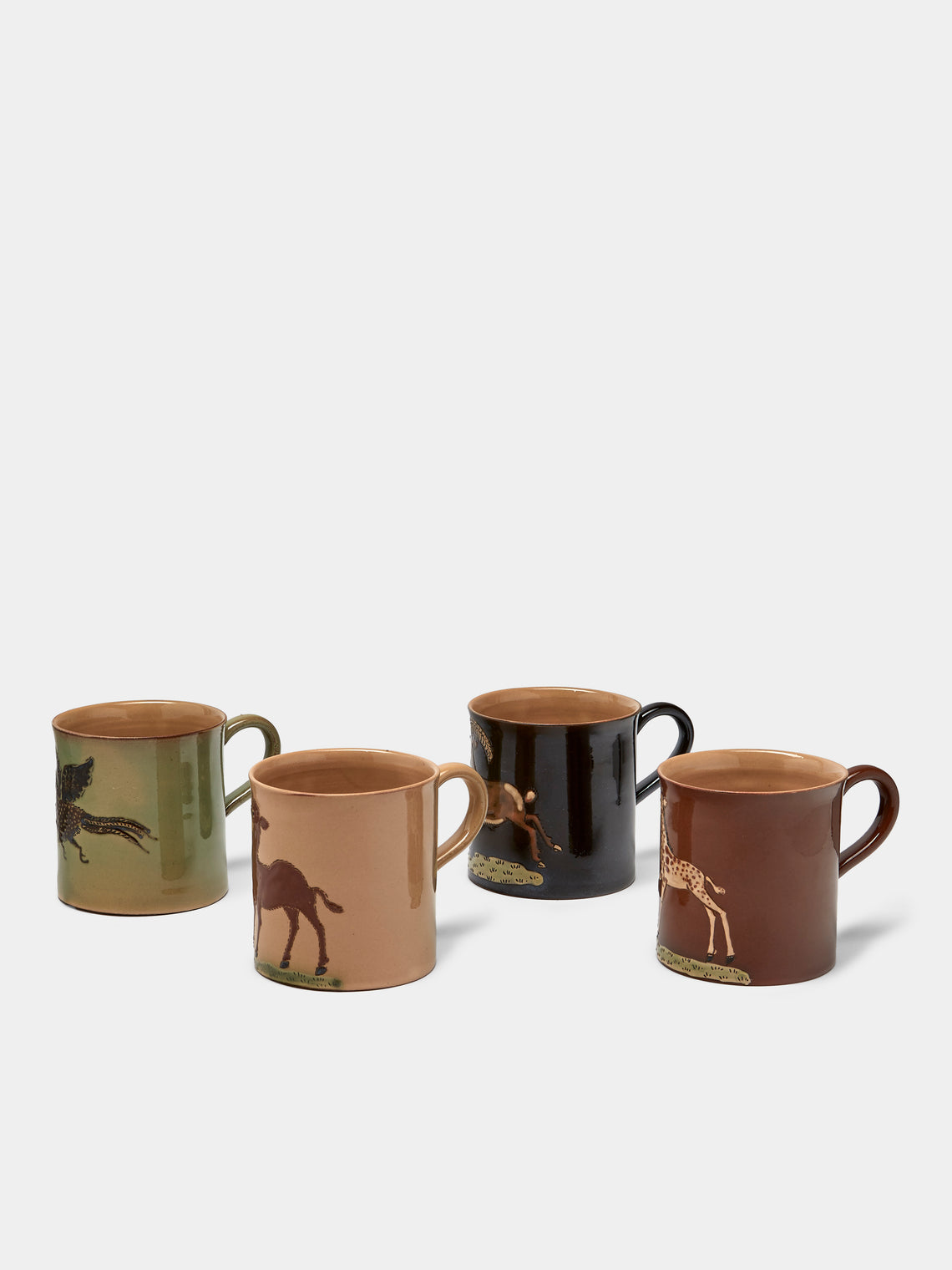 Poterie d’Évires - Safari Hand-Painted Ceramic Mugs (Set of 4) - Multiple - ABASK
