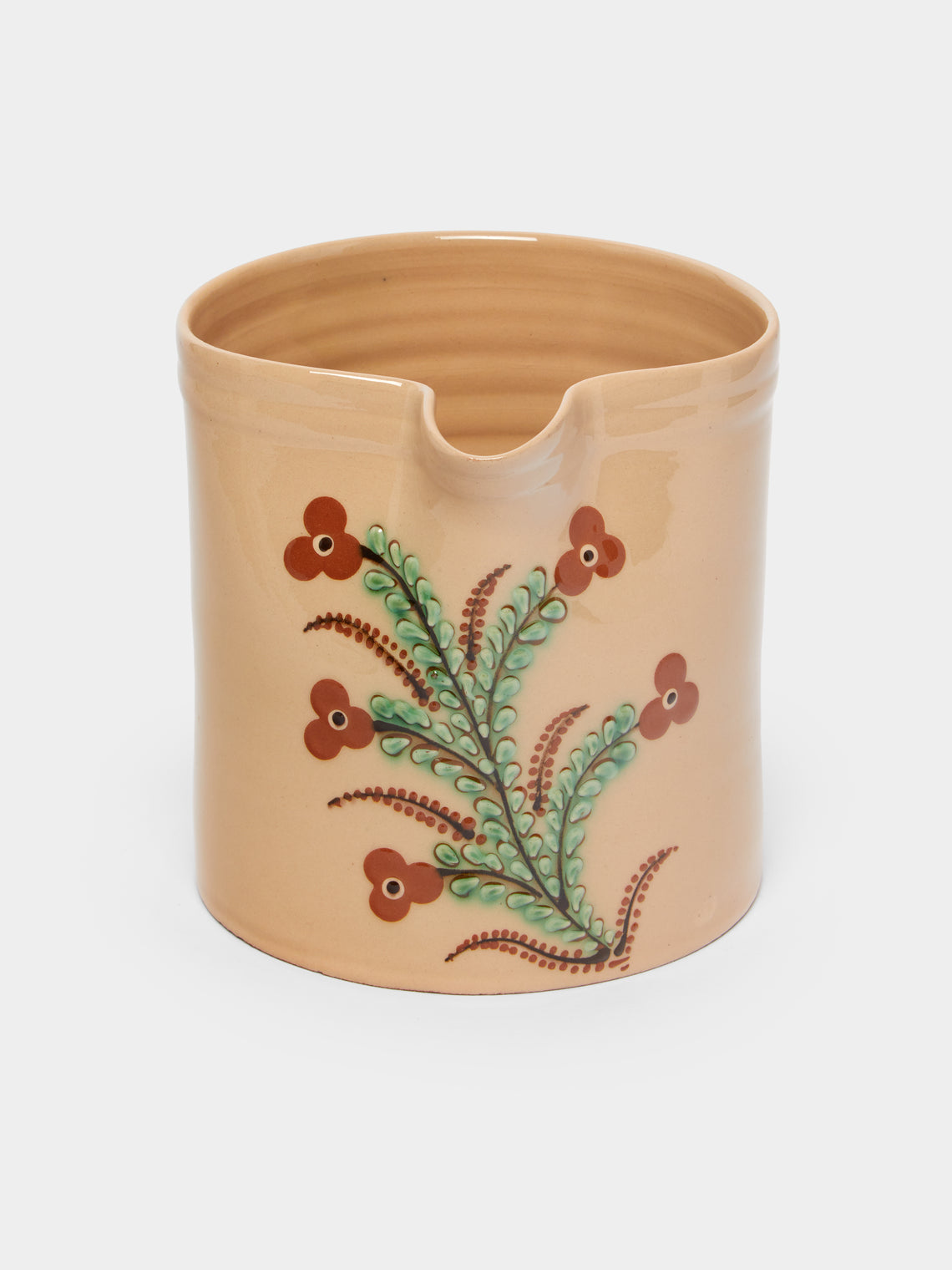 Poterie d’Évires - Flowers Hand-Painted Ceramic Straight-Edge Jug -  - ABASK