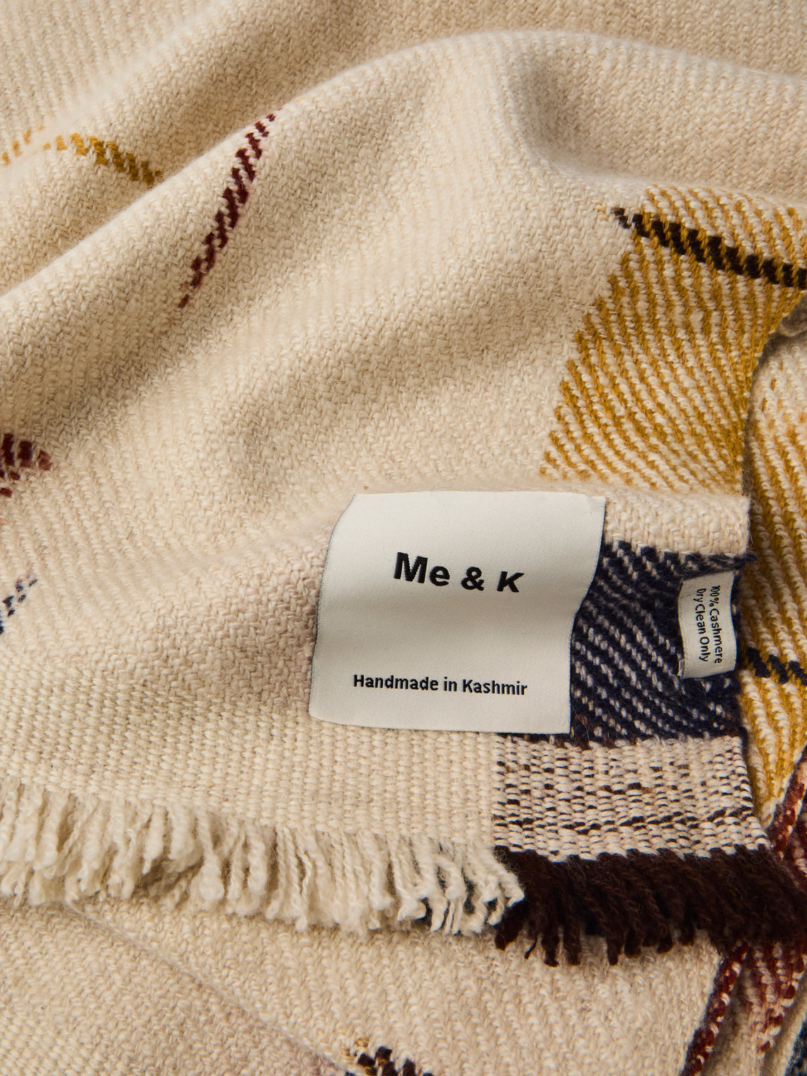 Me & K - Ikat Cashmere Throw (67in/1.7m) - Cream - ABASK