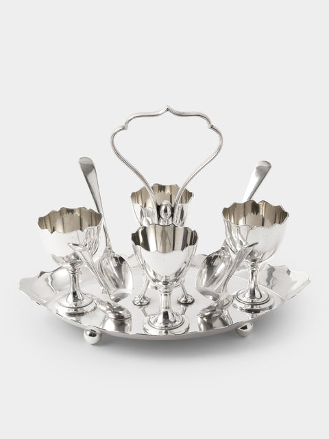Antique and Vintage - Mid-Century Silver-Plated Egg Serving Set - Silver - ABASK - 