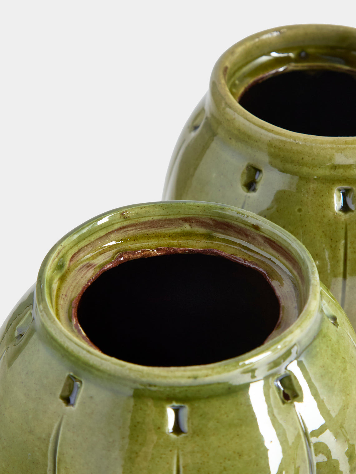 Neville Tatham - Slipware Large Ginger Jars (Set of 2) - Green - ABASK