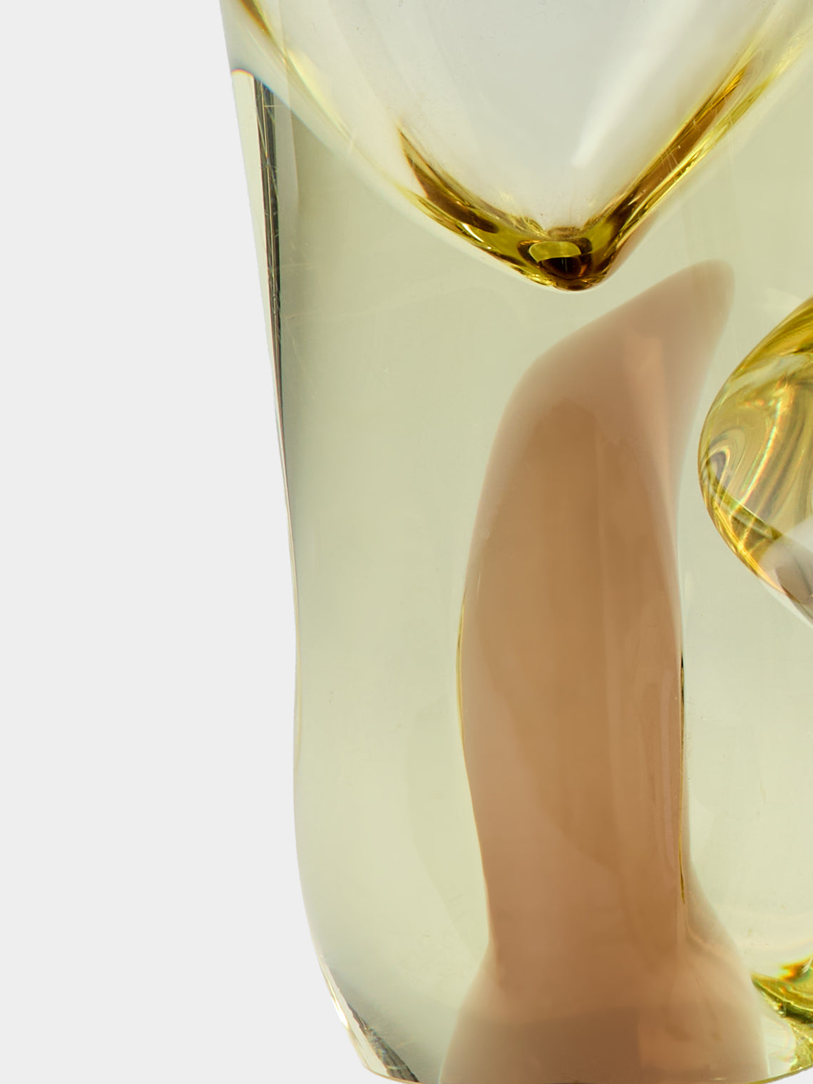 Antique and Vintage - Mid-Century Glass Vase (8.5in/21.5cm) - Yellow - ABASK