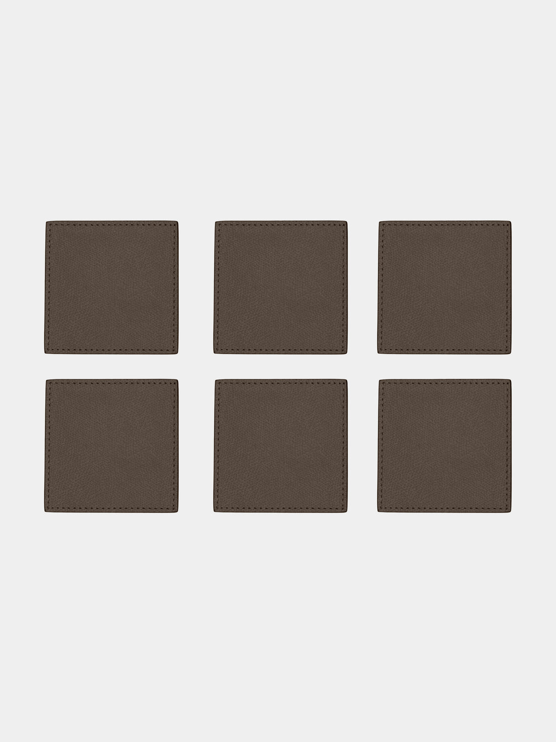 Giobagnara - Tao Leather Coasters with Holder (Set of 6) - Gray - ABASK