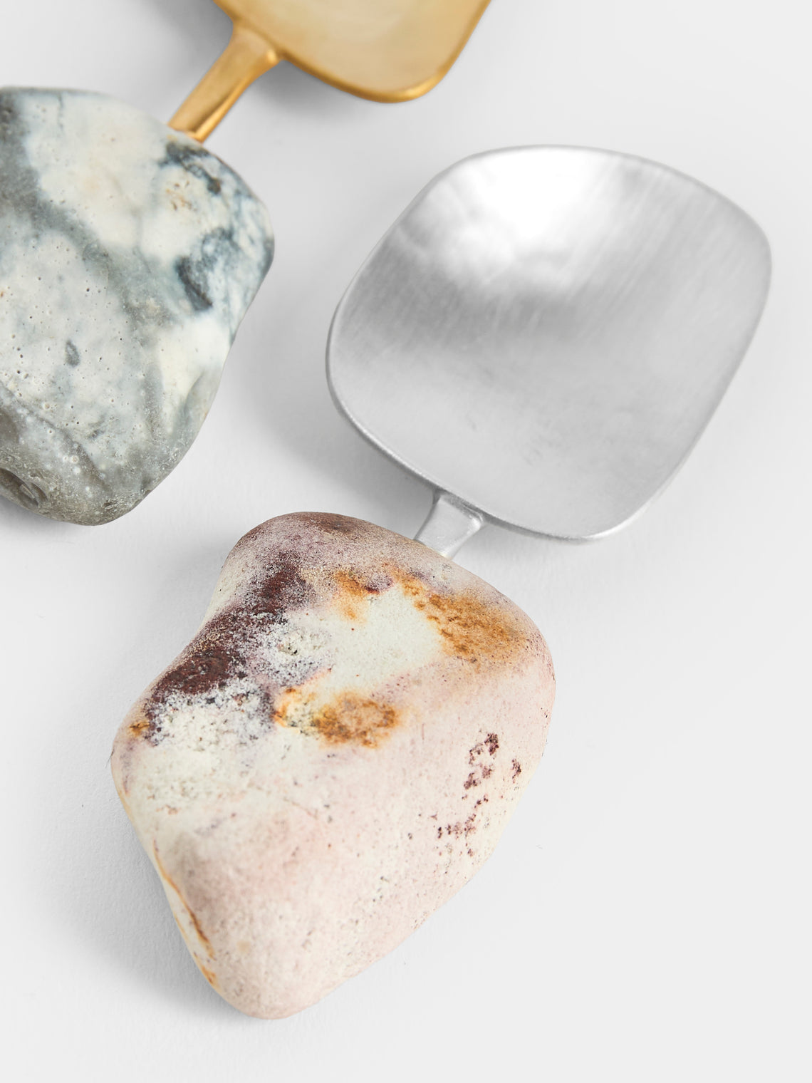 Thalia Maria Silver - Sterling Silver and Pebble Salt & Pepper Spoons (Set of 2) - Silver - ABASK