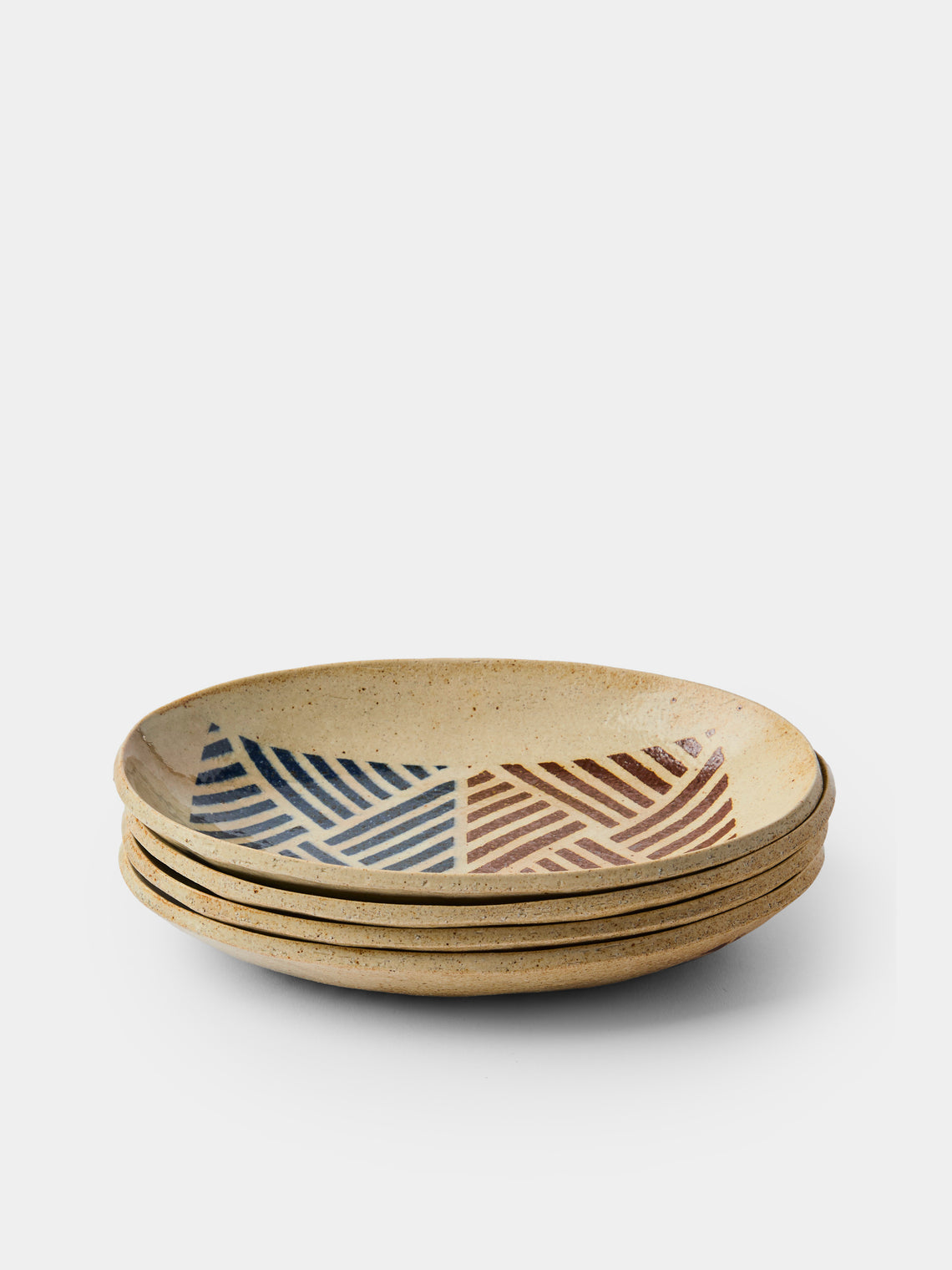 Makidani-gama - No. 1 Nerikomi Ceramic Medium Oval Bowls (Set of 4) - Multiple - ABASK