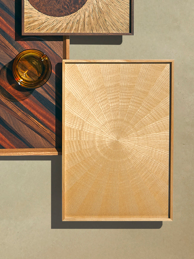 Mori Kougei - Rays Ash Wood Tray (14.5in/36.5cm) - White - ABASK