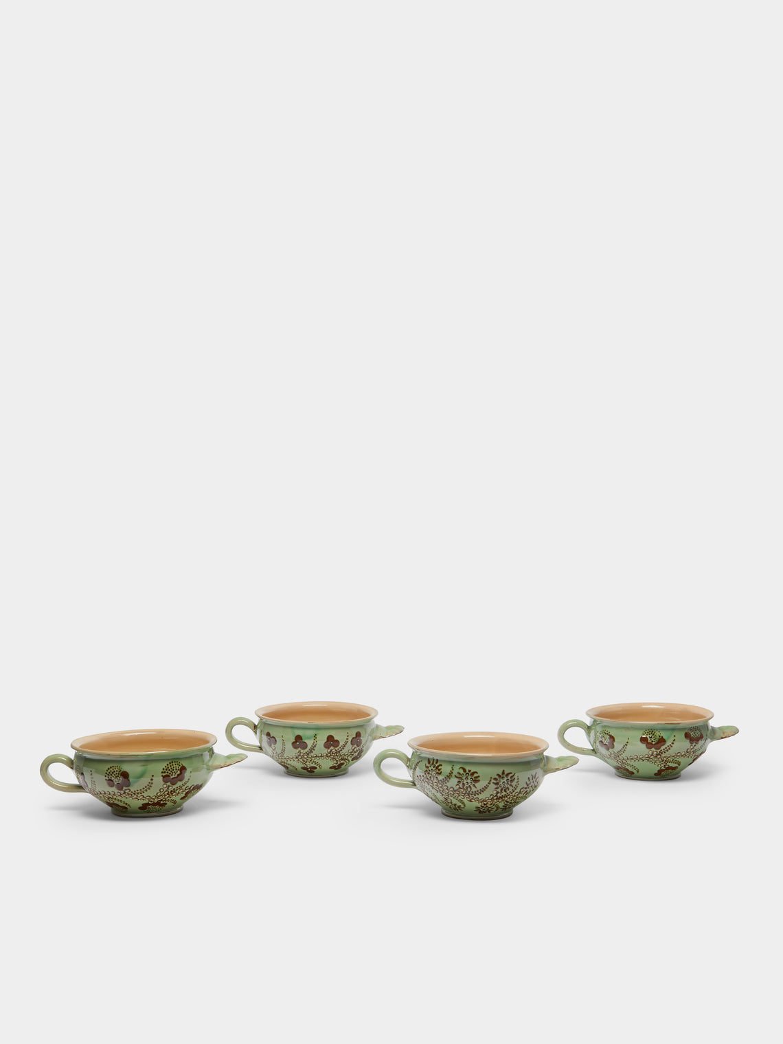 Poterie d’Évires - Flowers Hand-Painted Ceramic Soup Bowls (Set of 4) -  - ABASK