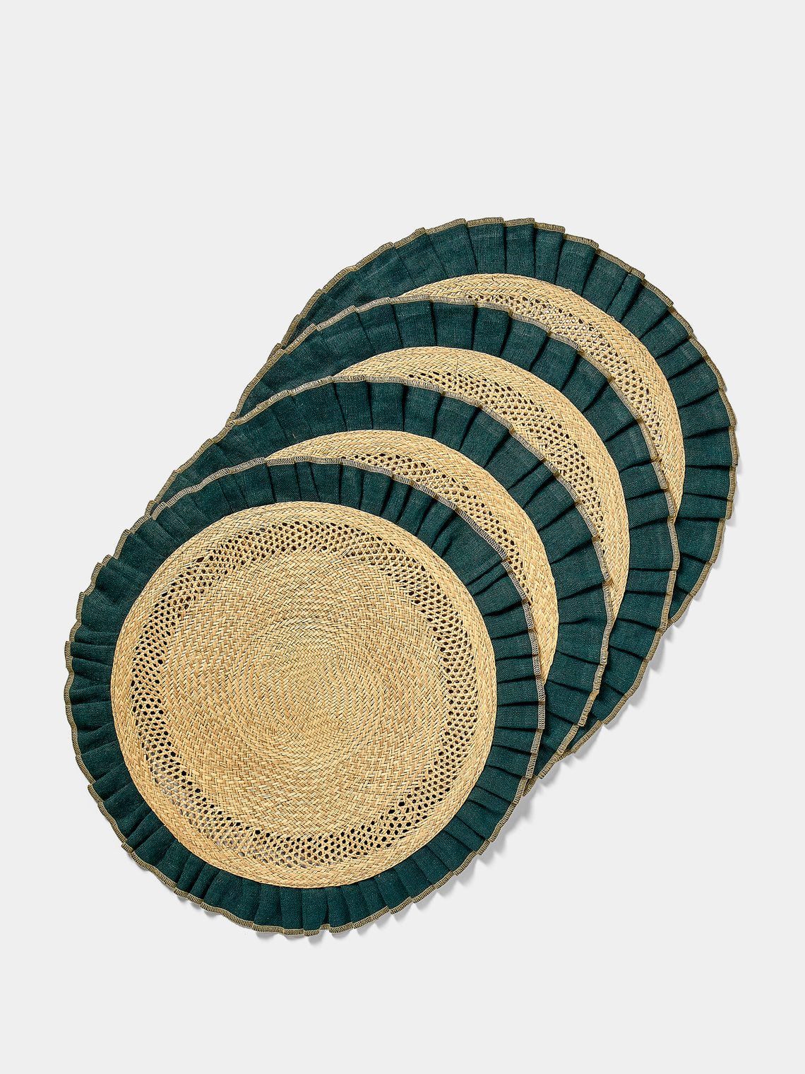 CasaLatina - Arandela Handwoven Iraca Palm and Linen Placemats (Set of 4) - Tan - ABASK