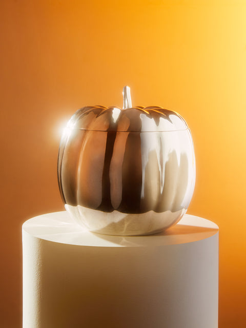 Antique and Vintage - 1960s Teghini Pumpkin Silver-Plated Ice Bucket -  - ABASK