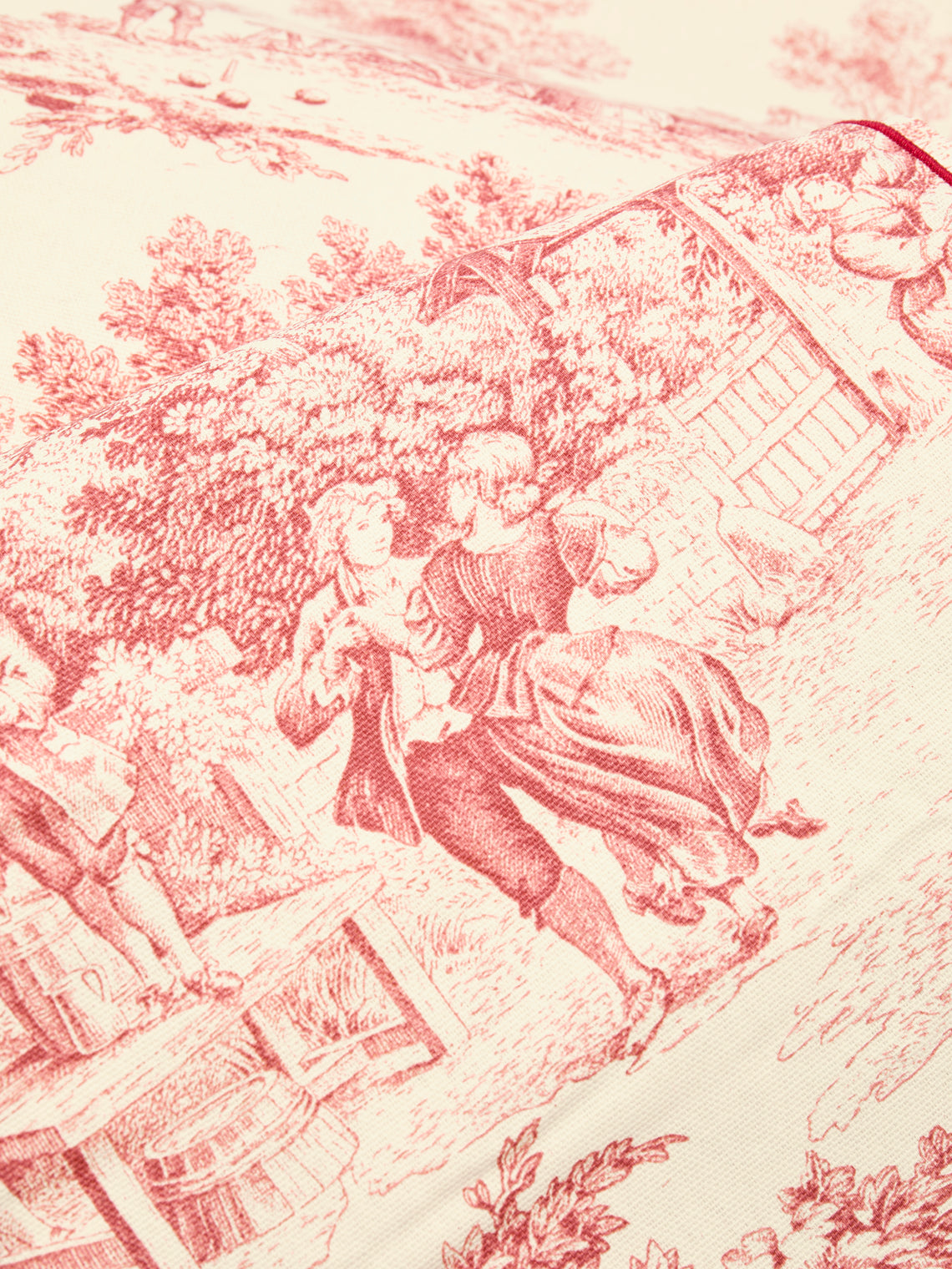 Borgo delle Tovaglie - Toile de Jouy Linen Rectangular Tablecloth - Red - ABASK