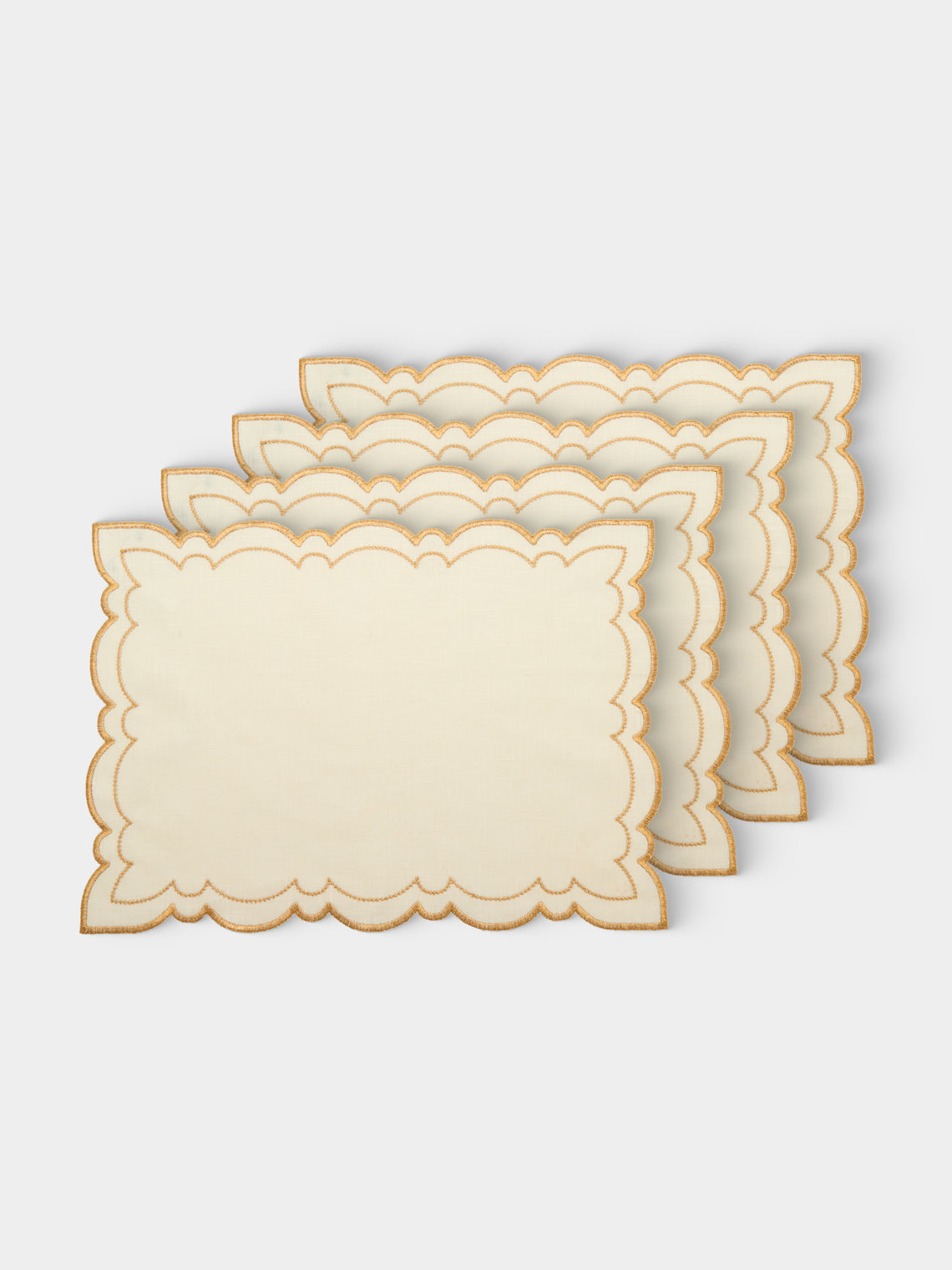 Borgo delle Tovaglie - Letizia Embroidered Linen Placemats (Set of 4) - Gold - ABASK