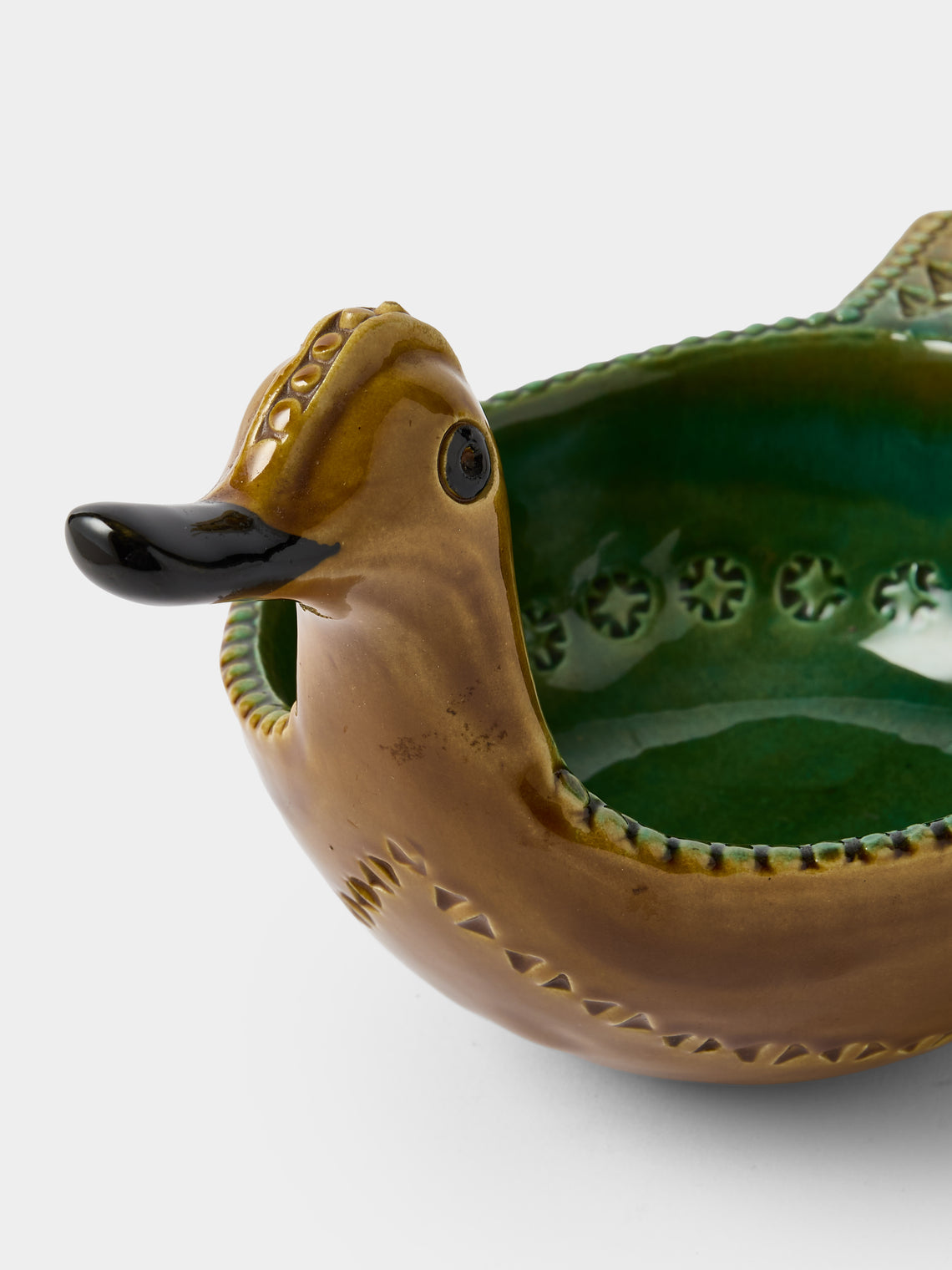 Antique and Vintage - 1970s Bitossi Ceramiche Bird Ceramic Bowl - Brown - ABASK