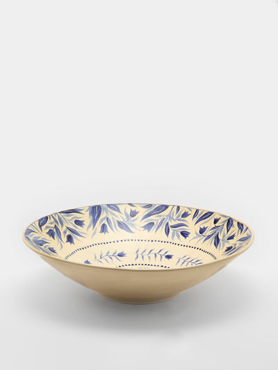 Rosanna Corfe - Birds and Bluebells Hand-Painted Ceramic Flared Bowl - Cream - ABASK - 