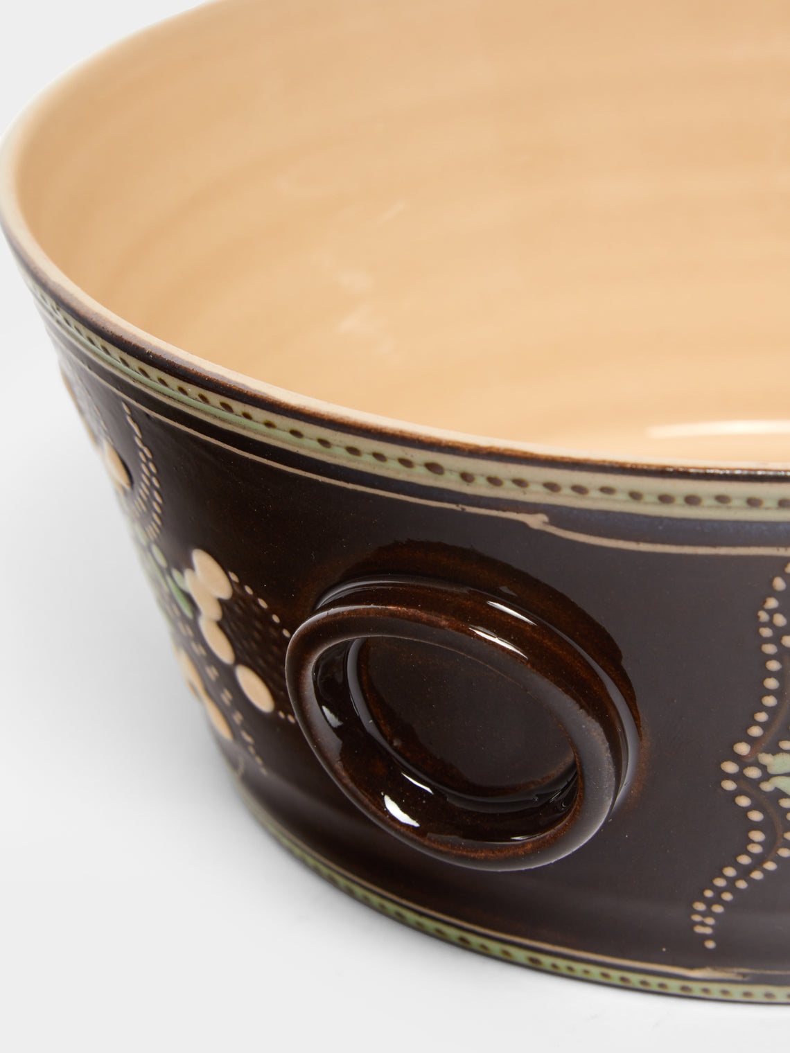 Poterie d’Évires - Flowers Hand-Painted Ceramic Large Handled Serving Bowl -  - ABASK