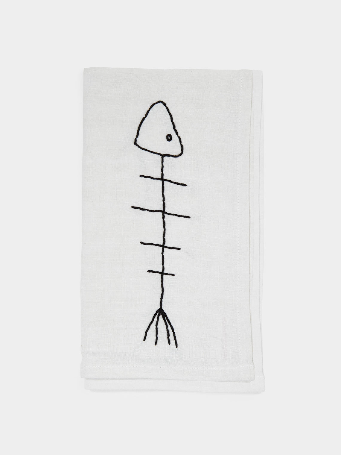 Oeuvres Sensibles - Fish Hand-Embroidered Linen Napkins (Set of 4) -  - ABASK - 