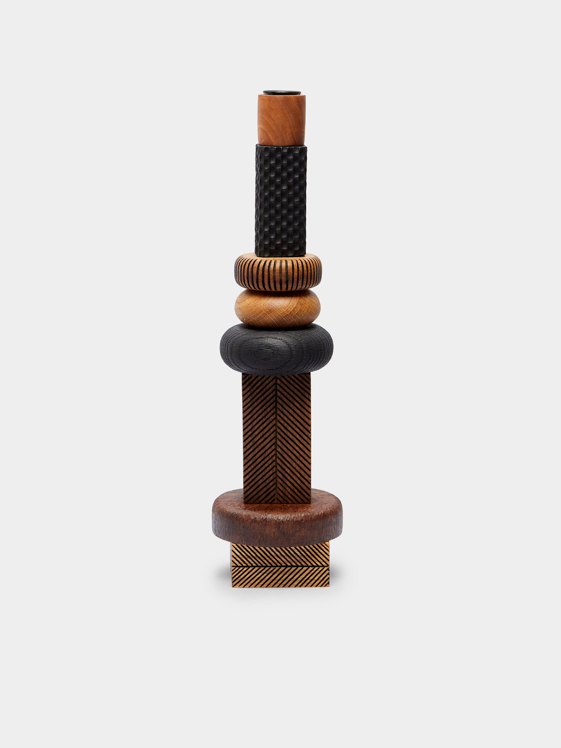 Lucas Castex - Hand-Engraved Wood Candlesticks (Set of 3) -  - ABASK