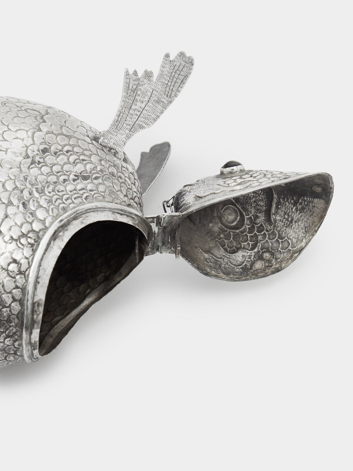 Antique and Vintage - 19th Century Sterling Silver Portuguese Fish Spice Box -  - ABASK