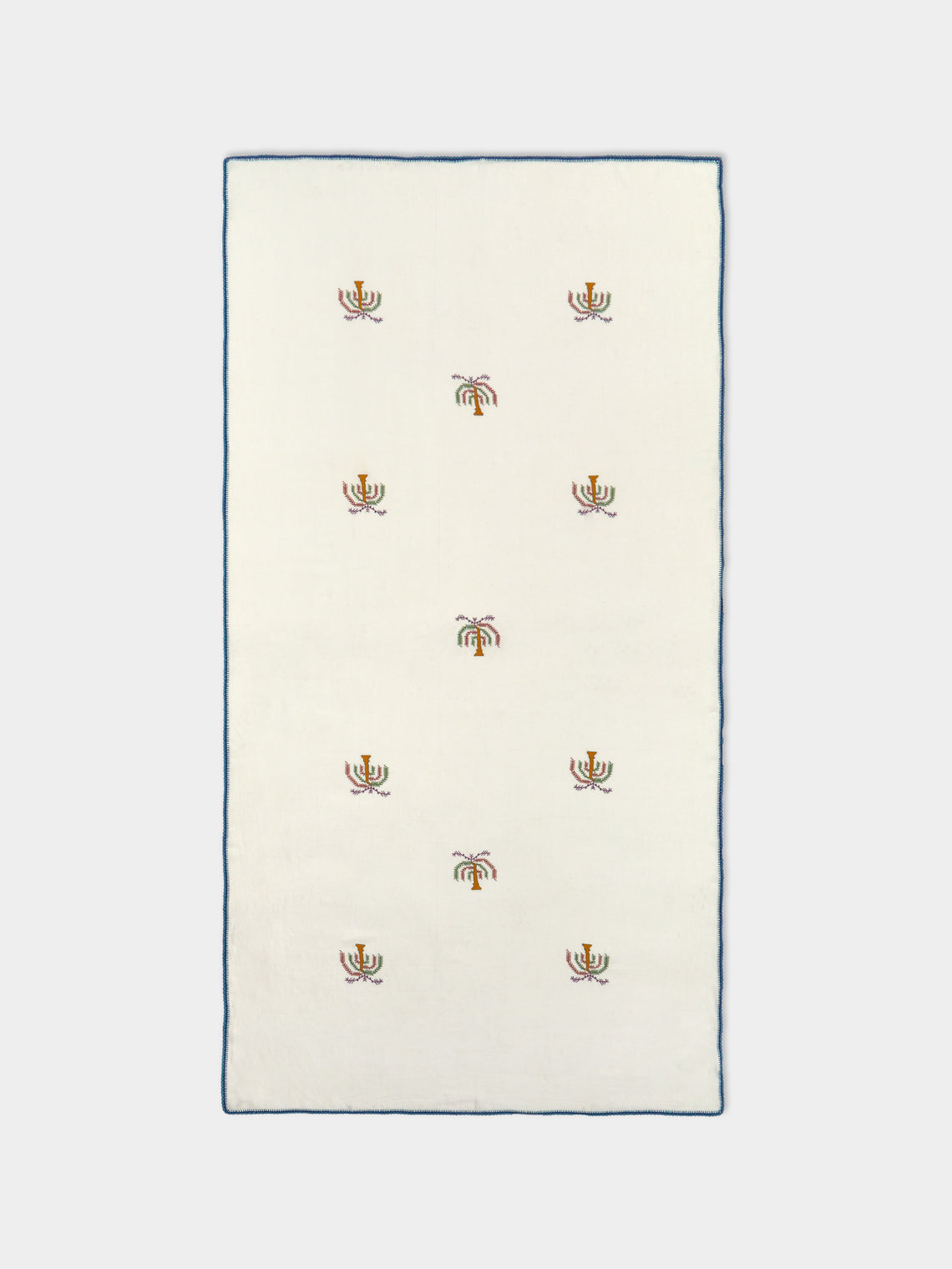 Anut Cairo - Royal Palm Hand-Embroidered Linen Rectangular Tablecloth -  - ABASK