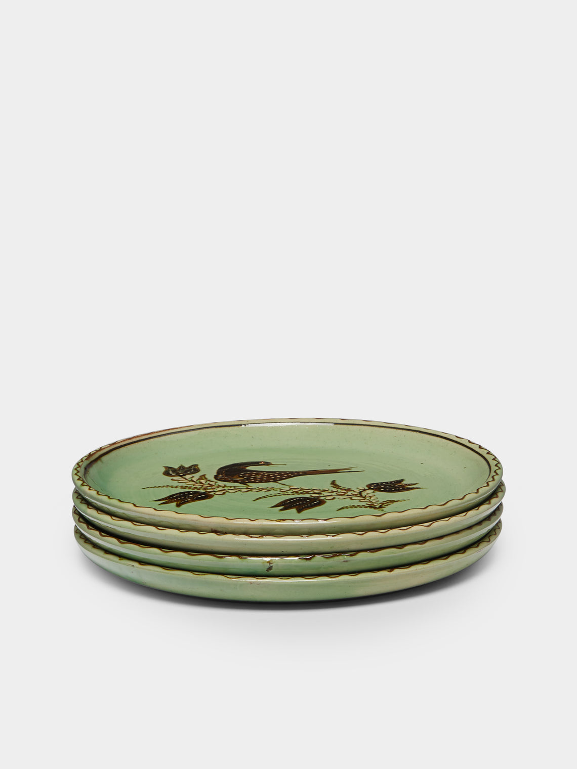Poterie d’Évires - Birds Hand-Painted Ceramic Dinner Plates (Set of 4) -  - ABASK