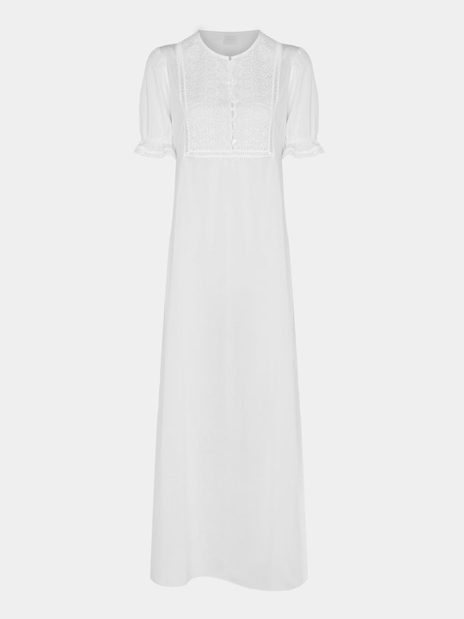 Loretta Caponi - Olga Embroidered Cotton Dress - White - ABASK - 