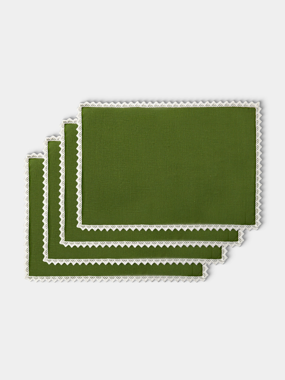 Borgo delle Tovaglie - Linen Crochet-Edge Placemats (Set of 4) - White - ABASK
