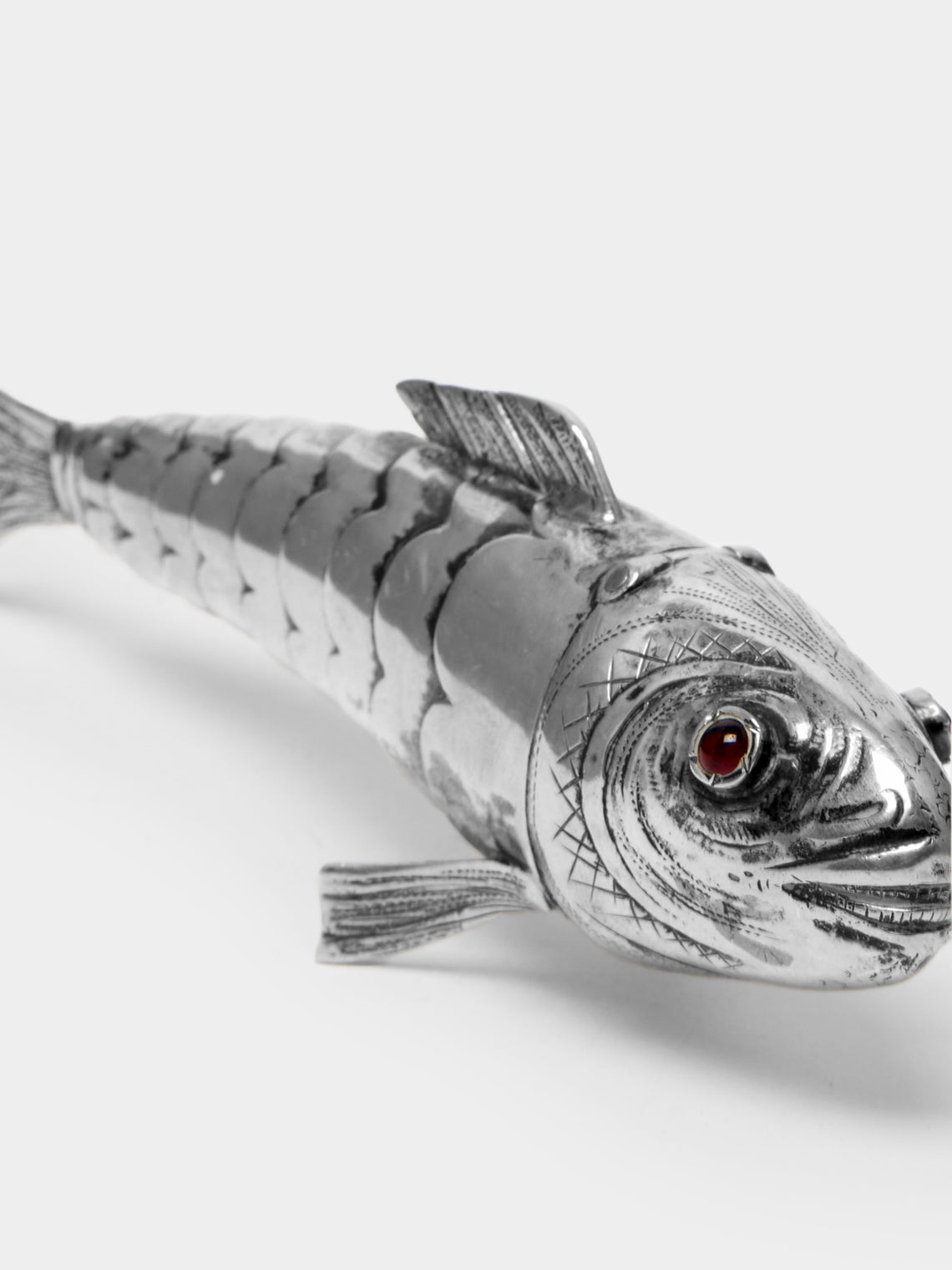 Antique and Vintage - 19th-Century Solid Silver Fish Spice Box -  - ABASK