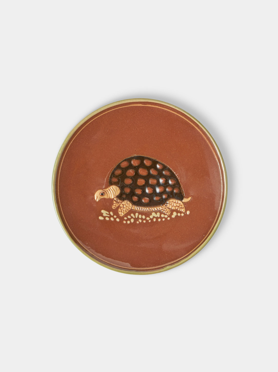 Poterie d’Évires - Animals Hand-Painted Ceramic Plates – 5.5in/14cm (Set of 4) - Light Brown - ABASK