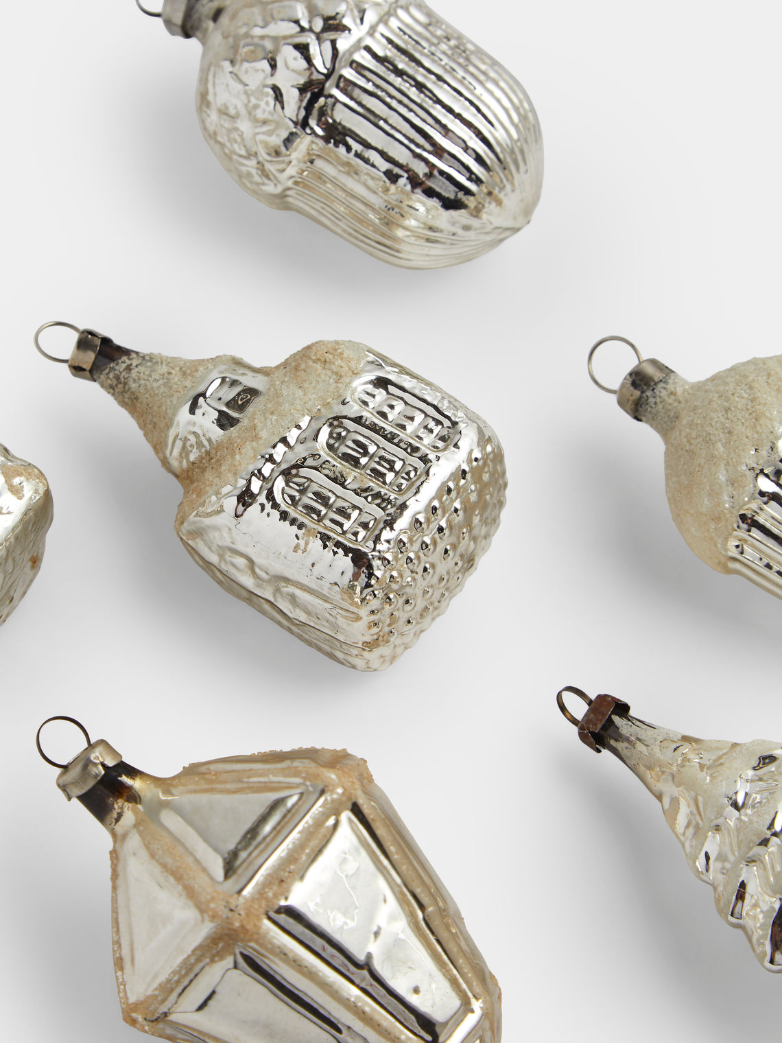 Antique and Vintage - Early-20th-Century Christmas Glass Baubles (Set of 14) - Silver - ABASK