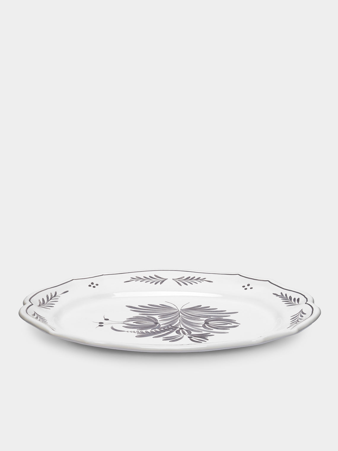 Bourg Joly Malicorne - Antique Fleurs Hand-Painted Ceramic Oval Serving Dish -  - ABASK