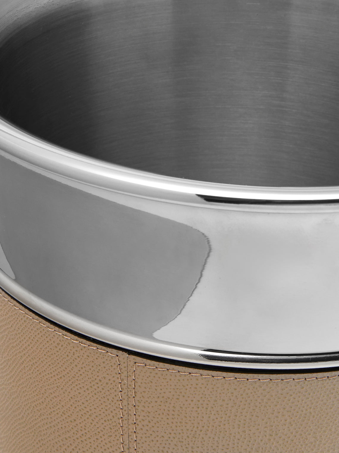 Giobagnara - Ocean Leather and Steel Ice Bucket - Beige - ABASK