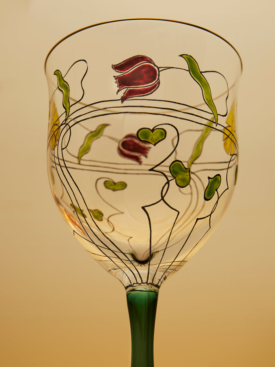 Theresienthal - Serenade Hand-Painted Crystal White Wine Glass (Set of 2) - Green - ABASK