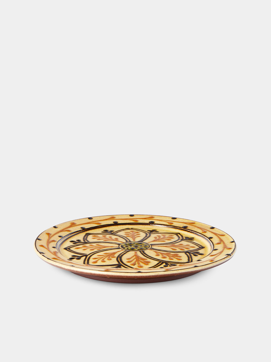 Fitch & McAndrew - Dahlias Slipware Dinner Plate (10.2in/26cm) - Yellow - ABASK
