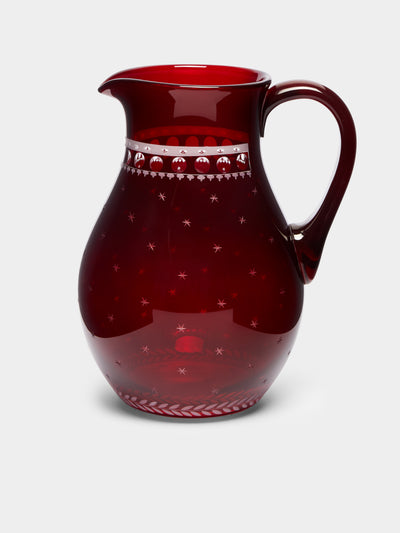 Artel - Staro Hand-Engraved Crystal Jug (51oz/1.5L) - Red - ABASK - 