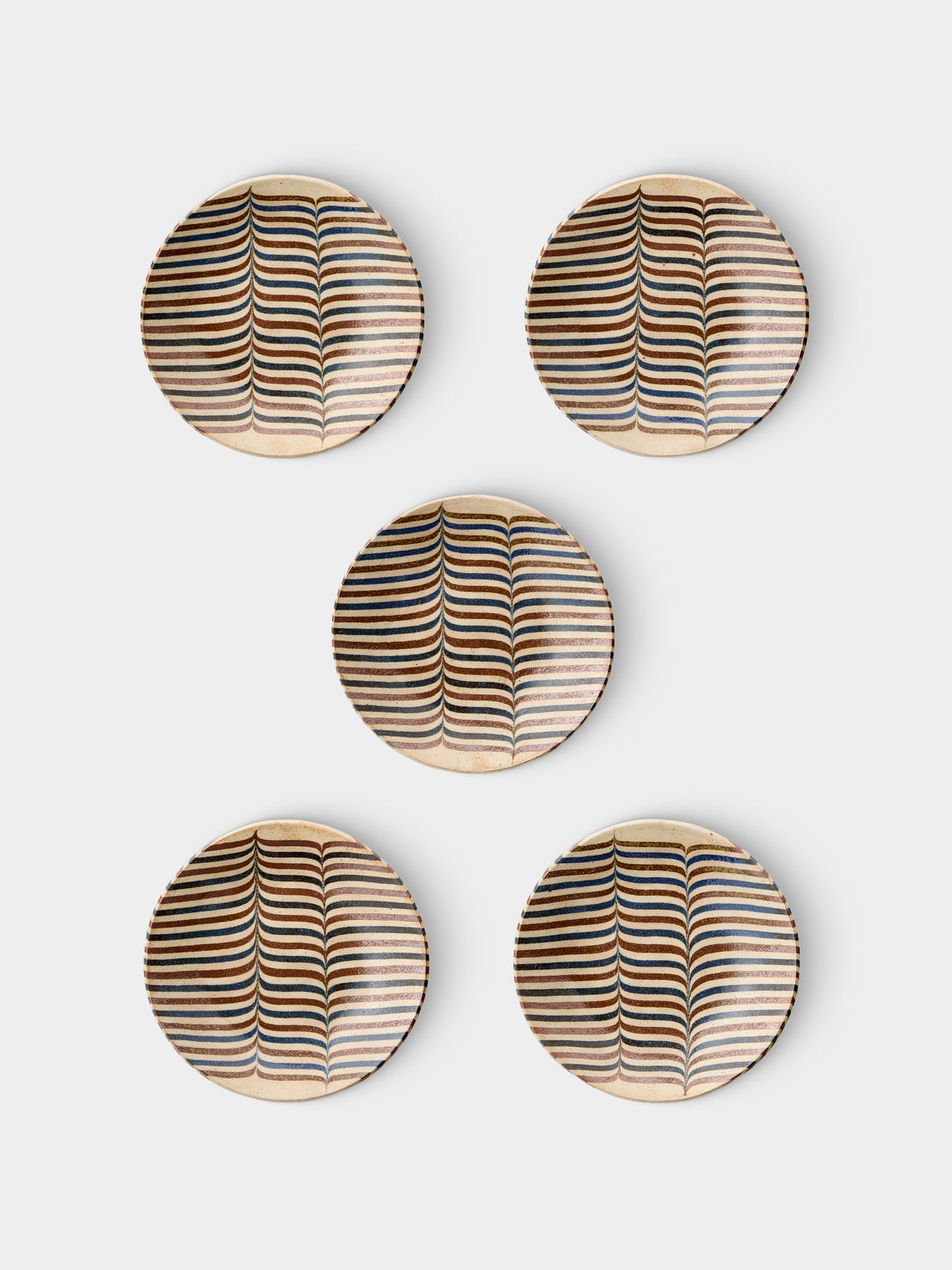 Makidani-gama - No. 3 Nerikomi Ceramic Plates – 8in/21cm (Set of 5) - Multiple - ABASK