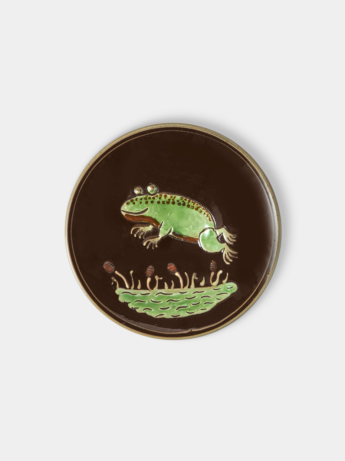 Poterie d’Évires - Animals Hand-Painted Ceramic Plates – 5.5in/14cm (Set of 4) - Dark Brown - ABASK