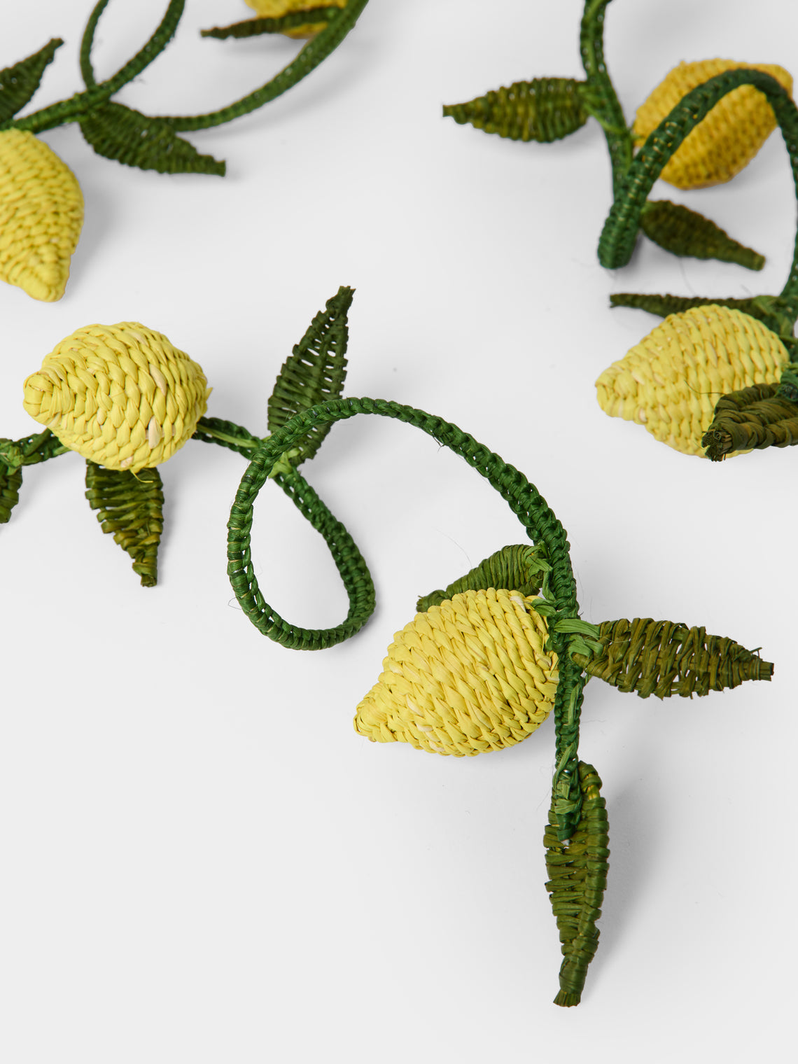 Artesanías del Atlántico - | Set of 4 | Lemons Handwoven Palm Napkin Rings - Yellow - ABASK