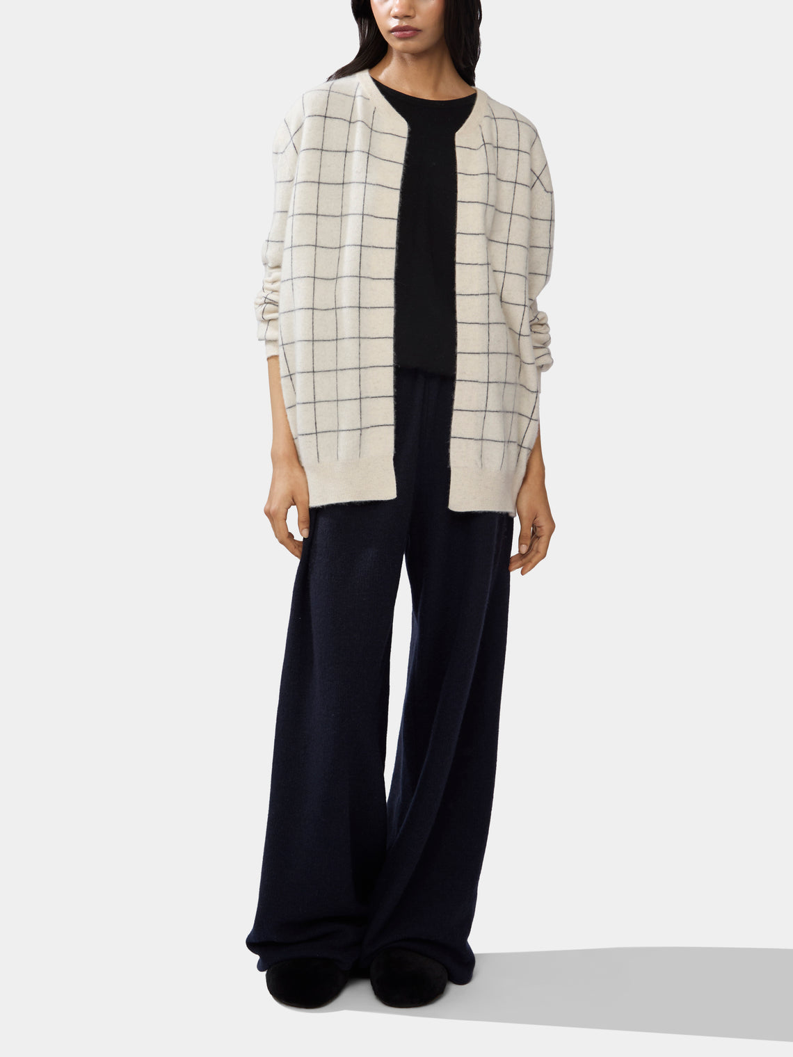 Women's Cashmere Check Cardigan | Size: S