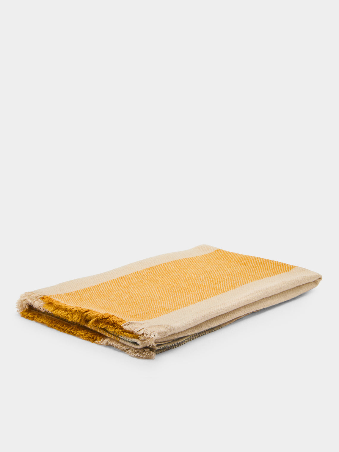 Me & K - Cashmere Tartan Bed Blanket (106in/2.7m) - Yellow - ABASK